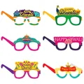 6-pack Happy Diwali paper party glasses featuring traditional Indian Diya and elephant designs - Diwali Theme Assorted Designs