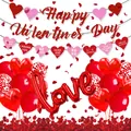 Σετ διακόσμησης Αγίου Βαλεντίνου με πανό Happy Valentine's Day και κόκκινα μπαλόνια - Σετ Banner Happy Valentine's Day