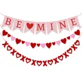 Detailed set of Valentine's Day party banners with red BE MINE and XOXO glitter hearts - BE MINE Banner and Heart Garland Combo