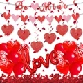 Macro detail of Valentines party set with Be Mine banner, Love balloons and rose petals - Be Mine Glitter Swirl Decor Set