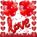 Set de decoración para San Valentín con globos Love rojos y globos de corazón - Estilo Purpurina/Pétalos (Opción 4)