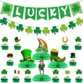 Detail of St. Patrick's Day party set with LUCKY banner and shamrock honeycomb decor - St Patricks Banner Honeycomb Ornament Style 5