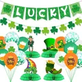 Σετ διακόσμησης Αγίου Πατρικίου με πανό Lucky, γιρλάντες τριφύλλι και διακοσμητικά τραπεζιού - Πανό Αγίου Πατρικίου Διακοσμητικό Κηρήθρας Στυλ 1