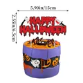 Glittering Happy Halloween cake topper set featuring bloody axe design and 5.9 inch width - Bloody Halloween Large Cake Topper