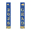 Striscioni per laurea 2026 blu scuro e oro con silhouette di laureati per feste - Distici di Laurea Blu e Oro (2 Modelli)
