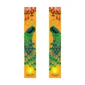 Vertical Diwali door banners with vibrant peacock and diya designs on yellow background - Yellow Mandala Style (ZC排灯节对联1)