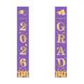 Striscioni per festa di laurea 2026 con decorazioni oro e viola per porta d'ingresso - Distici di Laurea Oro Porpora (4 Stili)