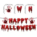 Halloween bloody handprint and Happy Halloween letter banner set with dimensions - Bloody Halloween Handprint Banner
