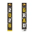 Detail van de Class of 2026 afstudeerbanners gemaakt van zwart en goud polyester stof - Klassieke Stijl Zwart Wit Goud (18 Stijlen Afstudeerbanners)