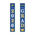 Detail van 2026 afstudeerfeest banners met Class of 2026 en Congrats Grad tekst - Blauw, Goud & Zilveren Viering Afstudeercouplets (15 Stijlen)