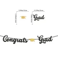 Especificaciones detalladas de tamaño para pancarta Congrats Grad con medidas del birrete - Guirnalda de Birrete Oro Conectado