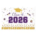 Dettaglio dello striscione per la laurea 2026 con glitter dorati e tocchi accademici - Oro Glitter Viola Class of 2026 Stile Celebrazione (Poster di Laurea ZC 4 Stili)