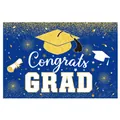 Dettaglio dello sfondo Congrats GRAD blu e oro con fuochi d'artificio e tocco - Stile Celebrazione Congrats GRAD con Glitter Blu Scuro e Oro (6 Poster di Laurea)