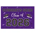 Detailansicht des Abschlussbanners Klasse 2026 mit violetten und goldenen Akzenten - Lila 2026 Feier-Stil (12 ZC Abschlussplakat-Designs)
