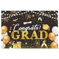 Schwarz-goldenes Abschluss-Party-Banner mit Congrats GRAD Glitzerballons und Feuerwerk - Luxuriöse Abschluss-Poster in Schwarz mit Goldglitzer Congrats GRAD (15 Stile)