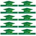 Set of 10 green graduation mortarboard paper props with Congrats text for school celebrations - Tassel Style (Green)