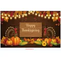Thanksgiving harvest backdrop with turkey, pumpkin, and Happy Thanksgiving sign - Turkey Sunflower String Lights (Poster 10)
