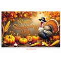 Happy Thanksgiving harvest backdrop with turkey, pumpkins, and autumn maple leaves - Turkey Fruit Warm Orange (Poster 15)