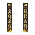 Striscioni per porta laurea 2026 in nero e oro con scritta Congrats Grad decorativa - Stile Nero e Oro (Striscioni di Laurea - Stile 1)