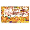 Happy Thanksgiving harvest banner with turkey, pumpkin and autumn leaf decorations - Roast Turkey Harvest (Poster 18)