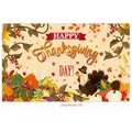 Thanksgiving tapestry with cartoon turkey, pumpkins and Happy Thanksgiving Day text - Turkey Pumpkin Cornucopia (Poster 19)
