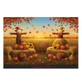 Fall harvest backdrop with scarecrows and pumpkins for Thanksgiving party decor - Humanoid Scarecrow Field (Poster 22)