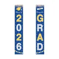 2026 afstudeerfeest banners in marineblauw met goudkleurige Class of 2026 glitterletters - Blauw Goud Zilver Glitter Stijl (10 Afstudeerbanners)