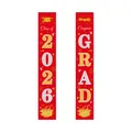 Glinsterende rode afstudeerbanieren Klasse van 2026 met Congrats Grad belettering - Rood Goud Zilver Vieringsstijl (ZC Afstudeerbanners 16 Stijlen)