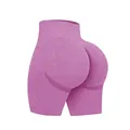 Nahtlose High-Waist Yoga-Shorts in Helllila meliertem AB-Garn für Damen zum Fitness - S / Unterteile / Hellrosenrot
