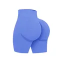 Nahtlose lila Yoga-Shorts mit hoher Taille und Push-Up-Effekt-Struktur am Gesäß - S / Unterteile / Klein-Blau