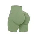 Grüne nahtlose Yoga-Shorts für Damen mit hoher Taille, Strickstruktur und Push-Up-Effekt am Po - S / Unterteile / Grasgrün