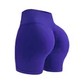 Short de yoga sans couture violet foncé taille haute avec effet push-up et gainant - Bleu et Violet