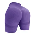 Purple high-waisted seamless yoga shorts with peach lift and mesh details - M / Bottoms / Purple