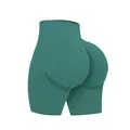 Dunkelgrüne nahtlose Yoga-Shorts mit hoher Taille und atmungsaktivem Strickgewebe - S / Unterteile / Dunkelgrün
