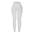 White ribbed seamless yoga pants with high waist and breathable compression fabric - L / White