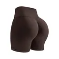 Short de yoga sans couture taille haute marron foncé avec effet push-up fessier - Dark Brown