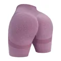 Women's high waist seamless yoga shorts in heathered purple with scrunch butt lift - M / Bottoms / Burgundy