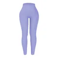Pantalon de yoga côtelé lilas à taille haute en tissu extensible sans couture - L / Bas / Violet