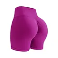 Short de fitness sans couture à taille haute effet push-up en violet magenta pour sport - Fruit du Dragon