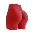 Short de yoga rouge sans couture à taille haute avec effet push-up pour le fitness - Rouge Feu