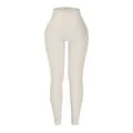 Legging de yoga côtelé sans couture à taille haute en beige avec effet sculptant - L / Bas / Blanc