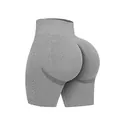 Nahtlose graue Yoga-Shorts mit hoher Taille und Push-up-Effekt für Fitness - S / Unterteile / Hellgrau