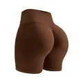 Short de yoga sans couture marron à taille haute avec effet push-up fessier - Marron