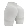 Seamless light grey high waisted yoga shorts with peach lift and textured knit - M / Bottoms / Light Gray
