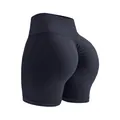 Short de yoga sans couture taille haute gris foncé avec effet push-up fessier - Gris Noir
