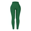 Legging de yoga côtelé vert foncé à taille haute et compression pour le fitness - L / Bas / Vert foncé