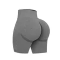 Hoch taillierte, nahtlose dunkelgraue Yoga-Shorts mit Kontur-Lifting und Strick-Textur - S / Unterteile / Mittelgrau