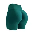 Short de yoga sans couture vert foncé à taille haute et effet push-up fessier - Vert Sapin