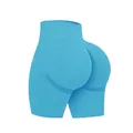 Himmelblaue Yoga-Shorts mit hoher Taille, Pfirsich-Po-Effekt und Strickstruktur - S / Unterteile / Seeblau