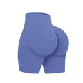 Blaue Yoga-Shorts mit hoher Taille, nahtlosem Design und Push-Up-Effekt am Gesäß - S / Unterteile / Hellkönigsblau